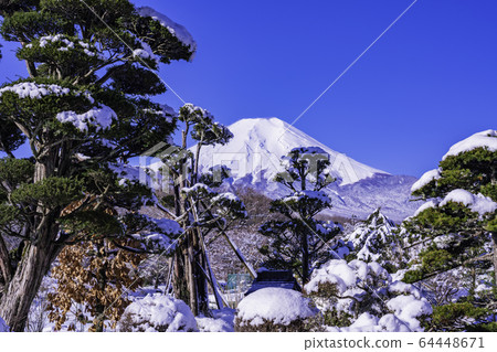(山梨縣)富士山忍野的雪景 (山梨縣)富士山忍野的雪景 64448671