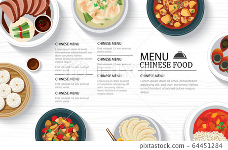 Chinese Food Menu Restaurant On A White Wooden Stock Illustration 64451284 Pixta