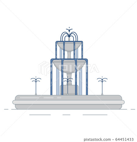 Flat vector illustration of fountain with two 64451433