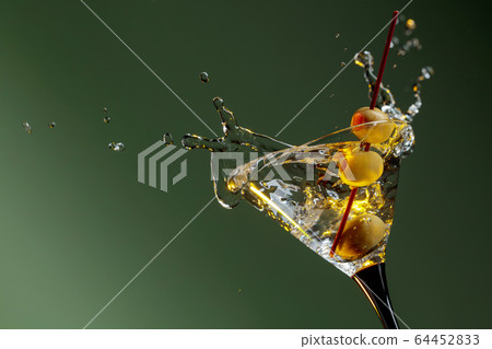 Dry martini with green olives. Dry martini with green olives. 64452833