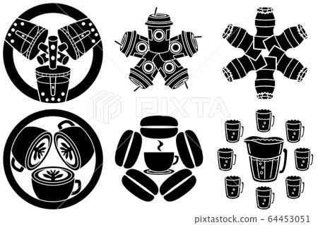 Crest-style illustration drink coffee white background 64453051