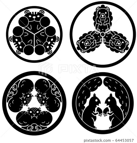 Family crest style illustration squirrel white background 64453057
