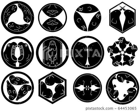 Crest-style illustration sea beast seal sea lion manatee white background Crest-style illustration sea beast seal sea lion manatee white background 64453065