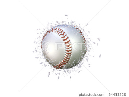 Baseball ball explodes and debris scatters 64453228