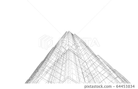 Vector wire-frame model of a multi-storey building Vector wire-frame model of a multi-storey building 64453834
