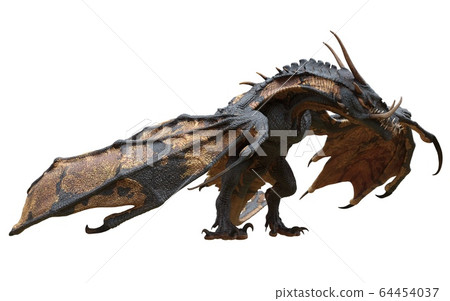 Fantasy dragon isolated on white 3d illustration Fantasy dragon isolated on white 3d illustration 64454037