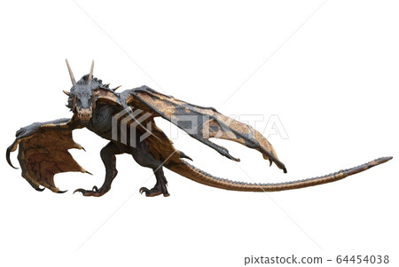Fantasy dragon isolated on white 3d illustration Fantasy dragon isolated on white 3d illustration 64454038