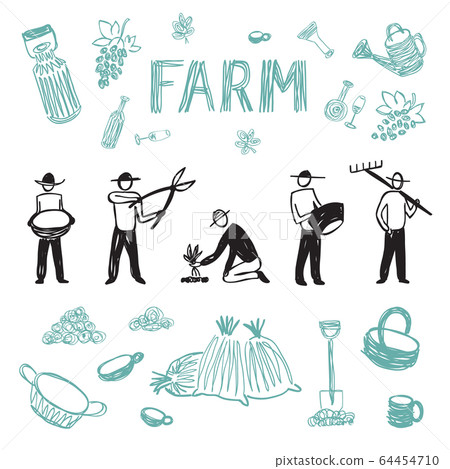 Farming workers, men working on farm Farming workers, men working on farm 64454710