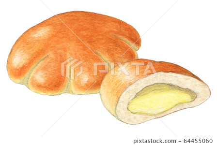 Cream bread bread hand-painted watercolor 64455060