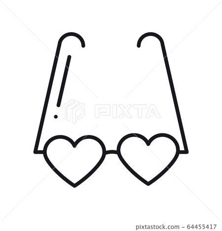 Glasses. Heart shape spectacles icon. Happy Valentine day sign and symbol. Love, couple, relationship, holiday, romantic amour theme. Glasses. Heart shape spectacles icon. Happy Valentine day sign and symbol. Love, couple, relationship, holiday, romantic amour theme. 64455417