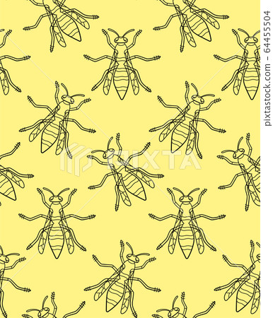 Top view outline style wasps seamless pattern - Stock Illustration ...