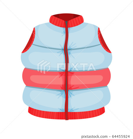 Padded Sleeveless Zippered Vest as Womenswear Vector Illustration 64455924