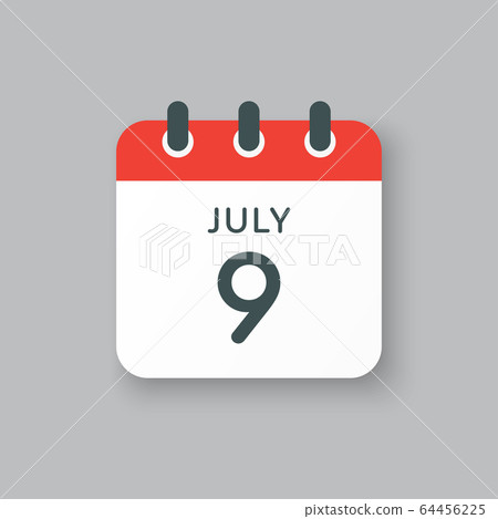 Icon calendar day 9 July, summer days of the year 64456225