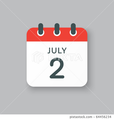 Icon calendar day 2 July, summer days of the year 64456234