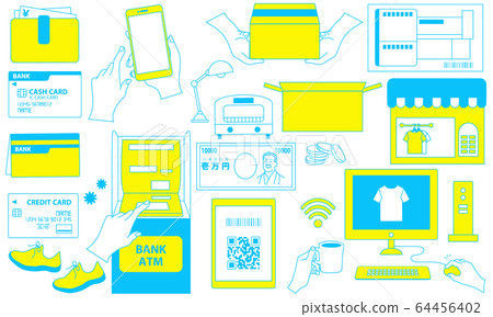 A set that delivers courier by shopping using home mail order by preventing corona infection by ATM cash conversion 64456402