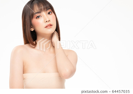 Beauty asian women portrait face with natural skin and skin care healthy hair and skin close up face beauty portrait.Beauty Concept on white background. Beauty asian women portrait face with natural skin and skin care healthy hair and skin close up face beauty portrait.Beauty Concept on white background. 64457035
