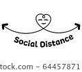 Smiling social distancing arrows on both sides 64457871