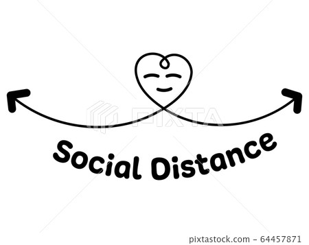 Smiling social distancing arrows on both sides 64457871