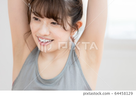 Female yoga fitness home 64458129