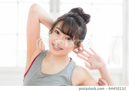 Female yoga fitness home 64458132