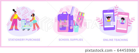 School Supplies Flat Composition School Supplies Flat Composition 64458980