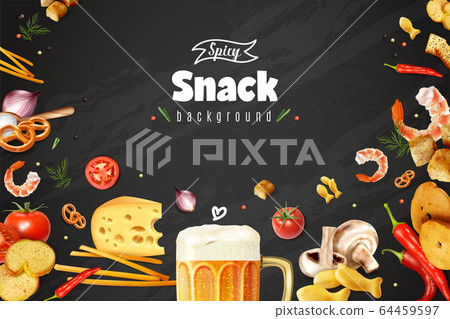 Realistic Beer Snacks Background - Stock Illustration [64459597] - PIXTA