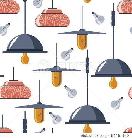 Hanging lamps and light bulbs seamless pattern vector 64461350
