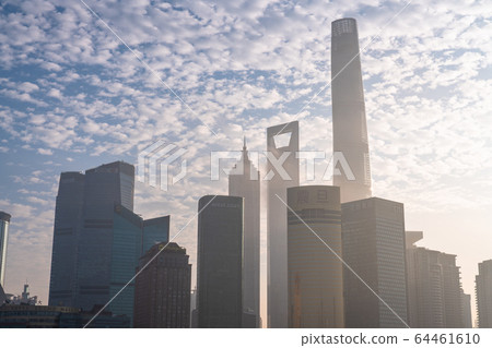 "Shanghai" Skyscrapers on the Bund and Lujiazui in the early morning 64461610