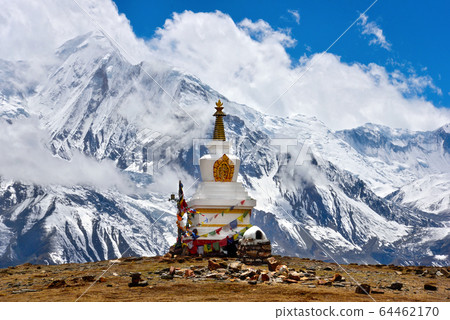 Buddhist stupa and Himalayas landscape Buddhist stupa and Himalayas landscape 64462170