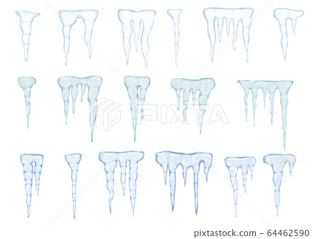 Set of translucent light blue icicles Set of translucent light blue icicles 64462590