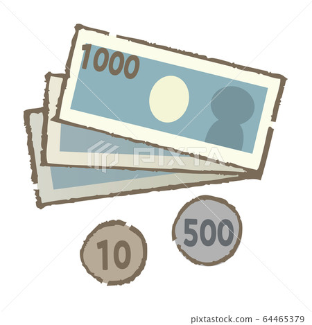 千元鈔票和小硬幣 64465379