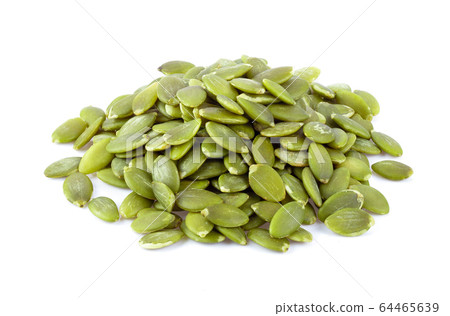 Pumpkin seeds isolated on a white background. full depth of field Pumpkin seeds isolated on a white background. full depth of field 64465639