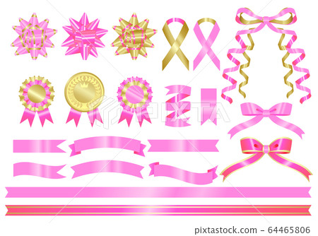 Pink ribbon illustration set - Stock Illustration [64465806] - PIXTA