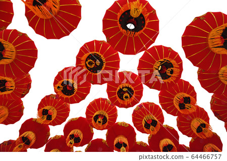 Chinese New Year with Red Traditional Paper Lanterns 64466757