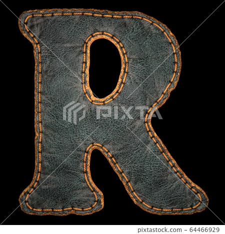 Leather letter R uppercase. 3D render font with... - Stock Illustration ...