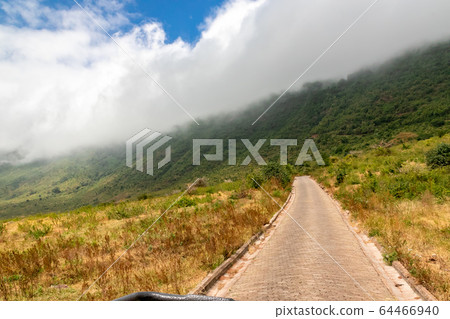 View of grassland and mountains from mountain trail in Ngorongoro, Tanzania 53 64466940