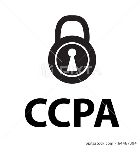 CCPA icon on white background. flat style. california consumer privacy act icon for your web site design, logo, app, UI. CCPA symbol. CCPA inscription with lock sign.  64467394