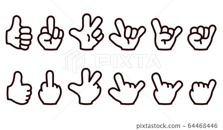 Illustration of various hand signs 64468446