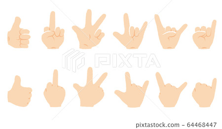 Illustration of various hand signs 64468447