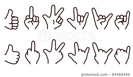 Illustration of various hand signs 64468448