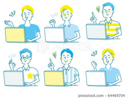 PC smiling young man plain clothes set 64469704