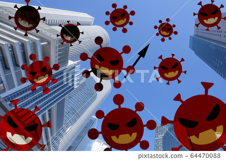 新的冠狀病毒在城裡蔓延的形象 64470088