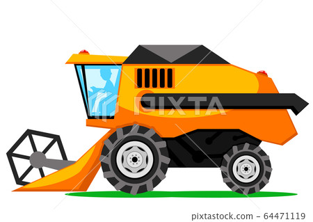 Harvester machine with a silhouette of a driver on Harvester machine with a silhouette of a driver on 64471119