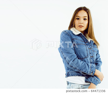 young pretty teenage hipster girl posing emotional happy smiling on white background, lifestyle people concept young pretty teenage hipster girl posing emotional happy smiling on white background, lifestyle people concept 64471336