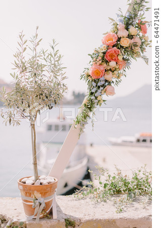 destination wedding arch with sea view in europe destination wedding arch with sea view in europe 64471491