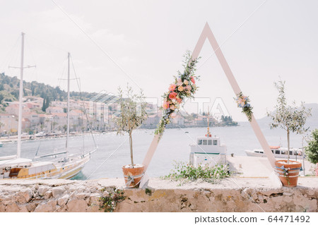 destination wedding arch with sea view in europe destination wedding arch with sea view in europe 64471492