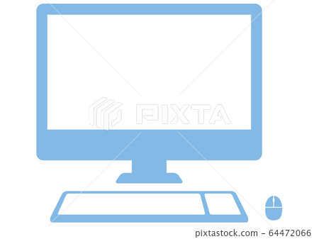 One-color illustration of integrated desktop PC 64472066