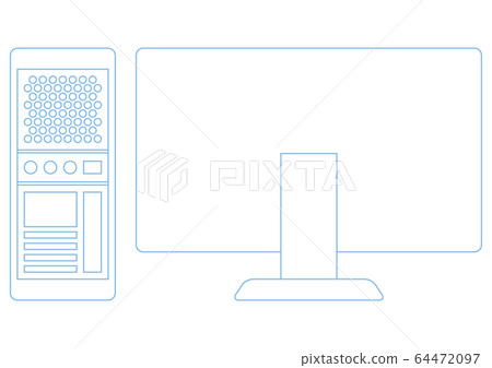 Rear view of tower type desktop PC Line only 64472097