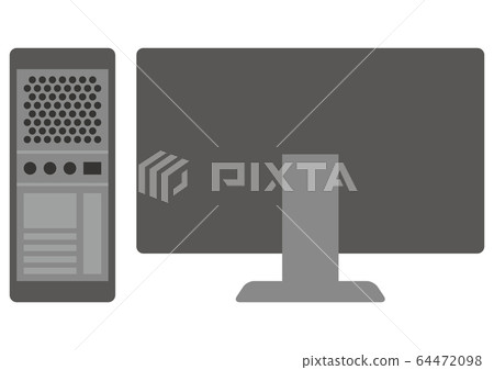 Rear view of tower type desktop computer 64472098