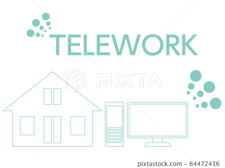 Telework illustration line only - Stock Illustration [64472416] - PIXTA